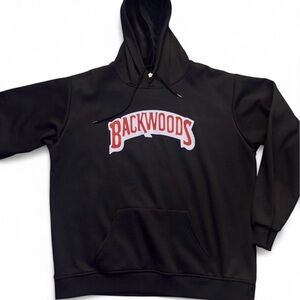 Black Hoodie with Red and White Logo